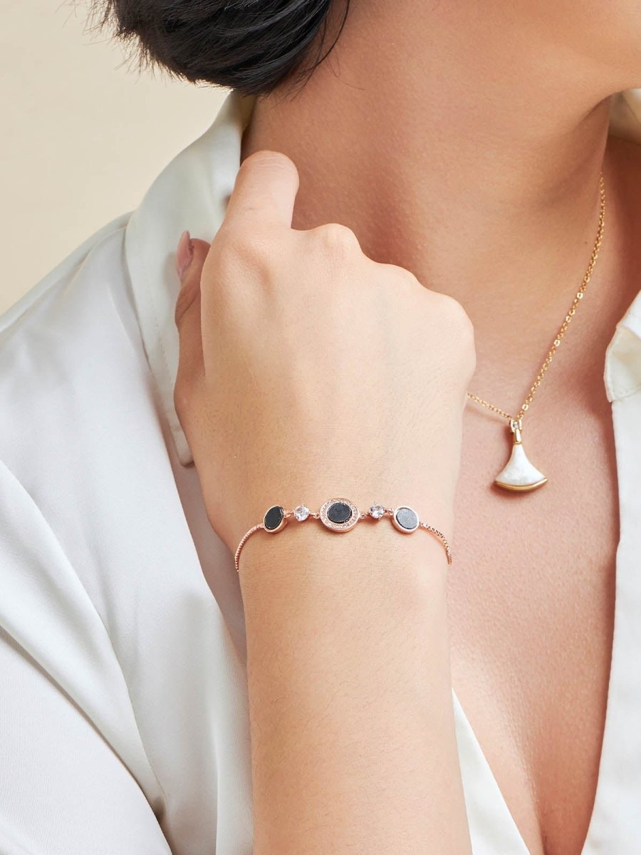 Beruzu Dual-Tone Circular Charm Bracelet with Crystal and Enamel Accents