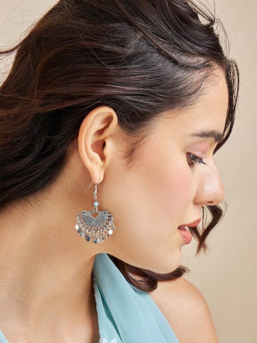 Beruzu - Egyptian-Inspired Half-Circle Charm Earrings in Gold and Silver - Beruzu Fashion