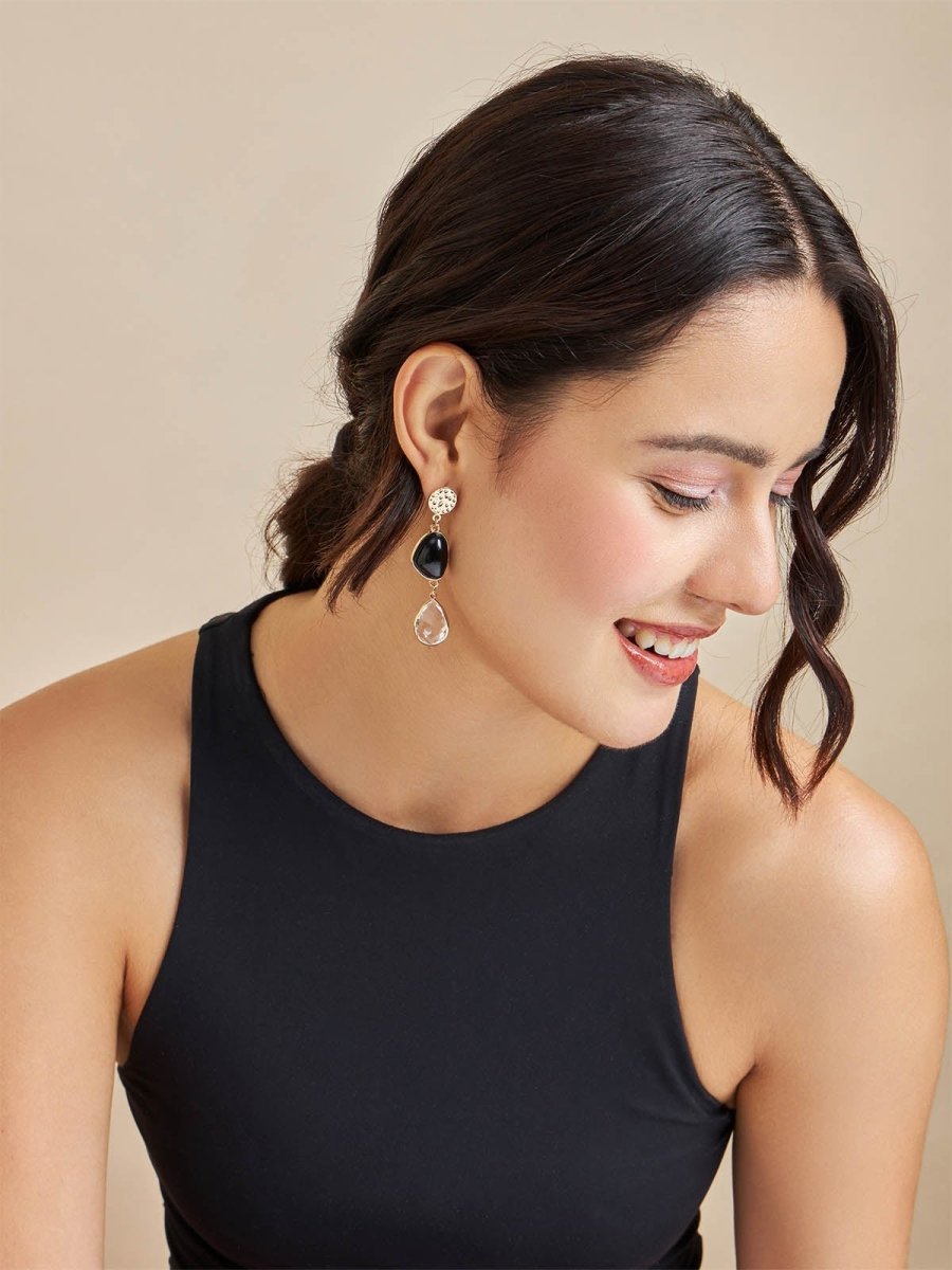 Beruzu - Elegant Cascade Drop Earrings with Artistic Silver and Colorful Accents in Blue and Green - Beruzu Fashion