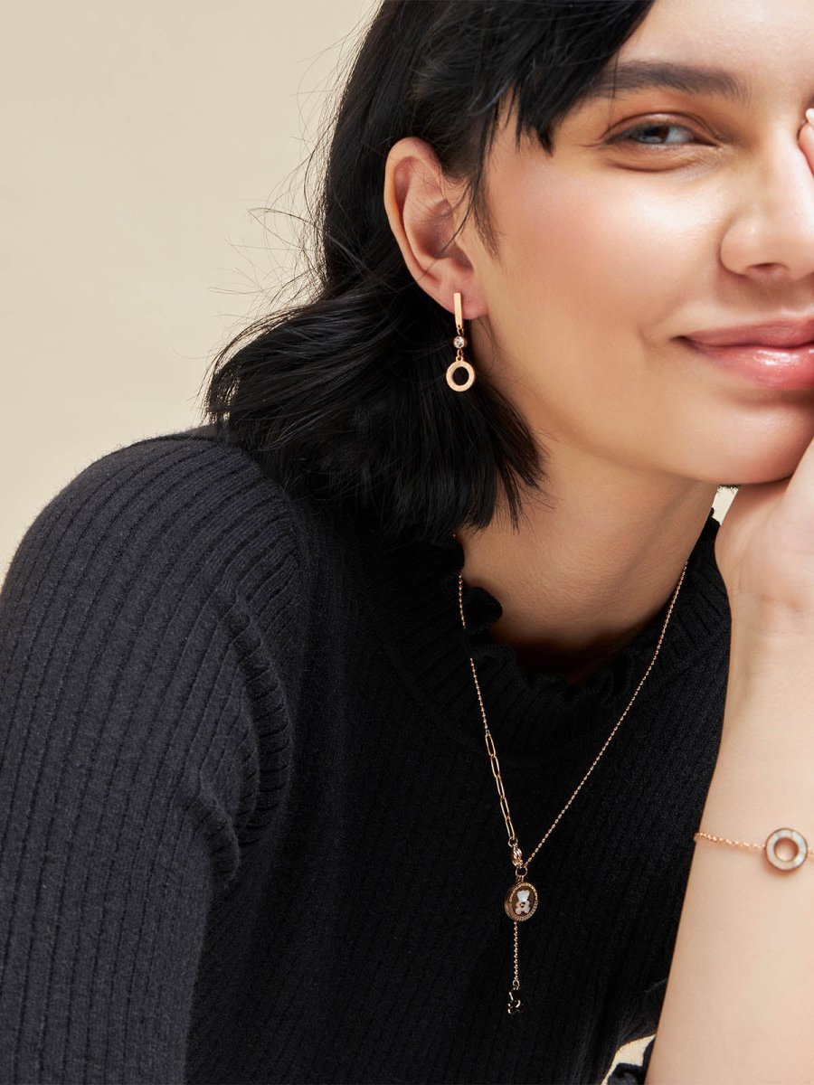 Beruzu - Gold Finish Teddy Bear and Butterfly Pendant Necklace - Beruzu Fashion
