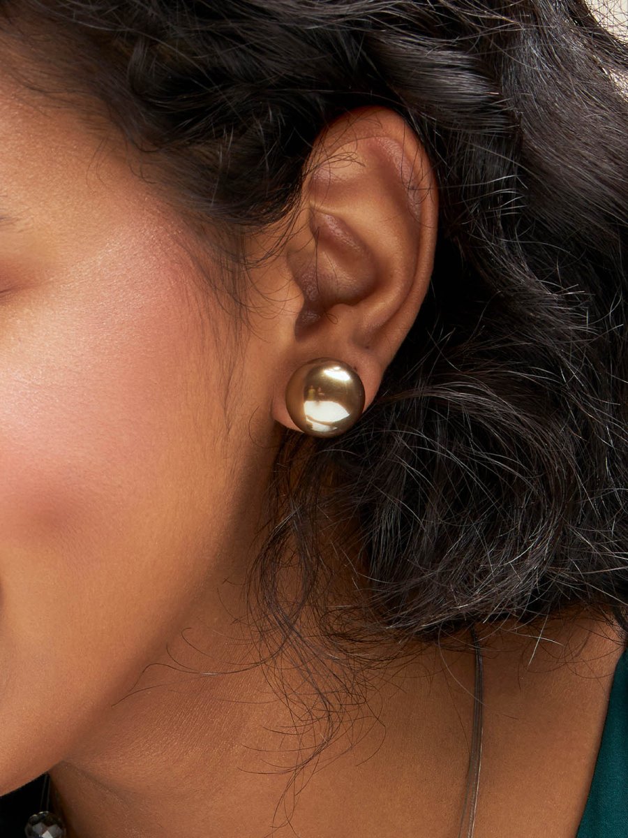 Beruzu - Gold Plated Half-Globe Stud Earrings
