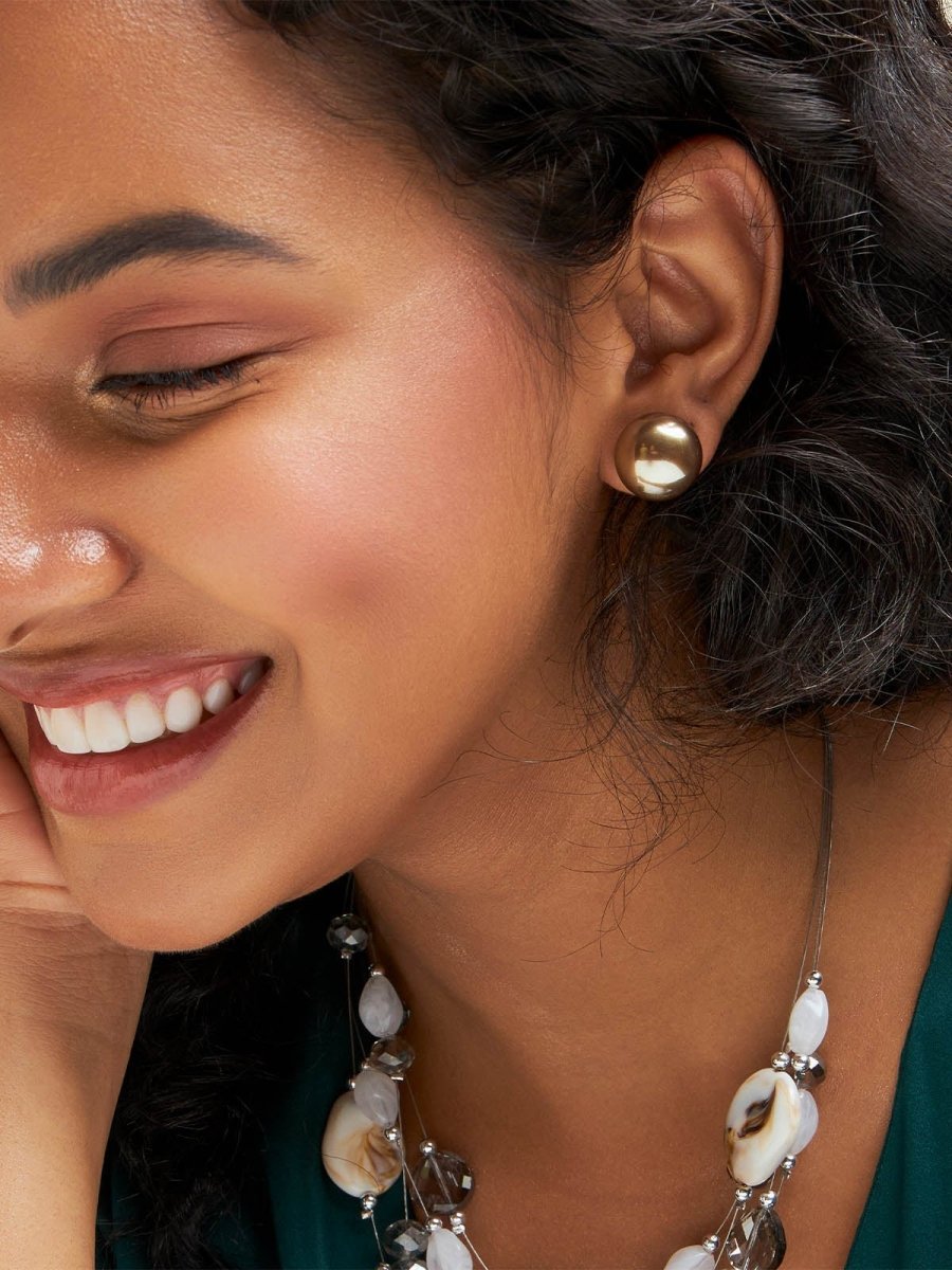 Beruzu - Gold Plated Half-Globe Stud Earrings