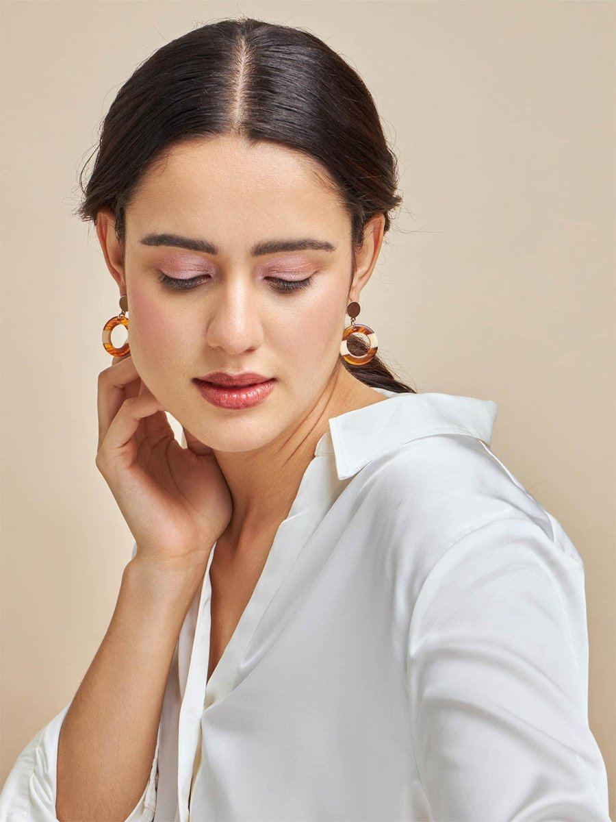 Beruzu - Indo-Western Golden Cascade Drop Earrings - Beruzu Fashion