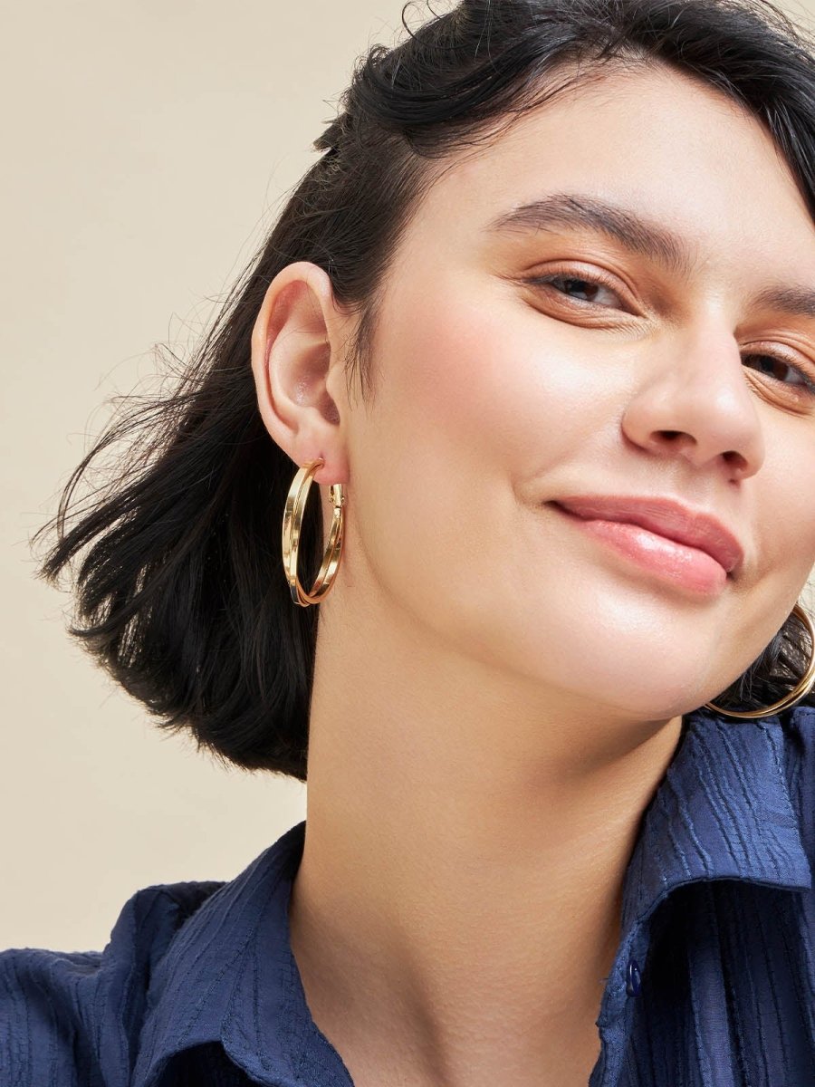 Beruzu - Interwoven Circular Gold Hoop Earrings