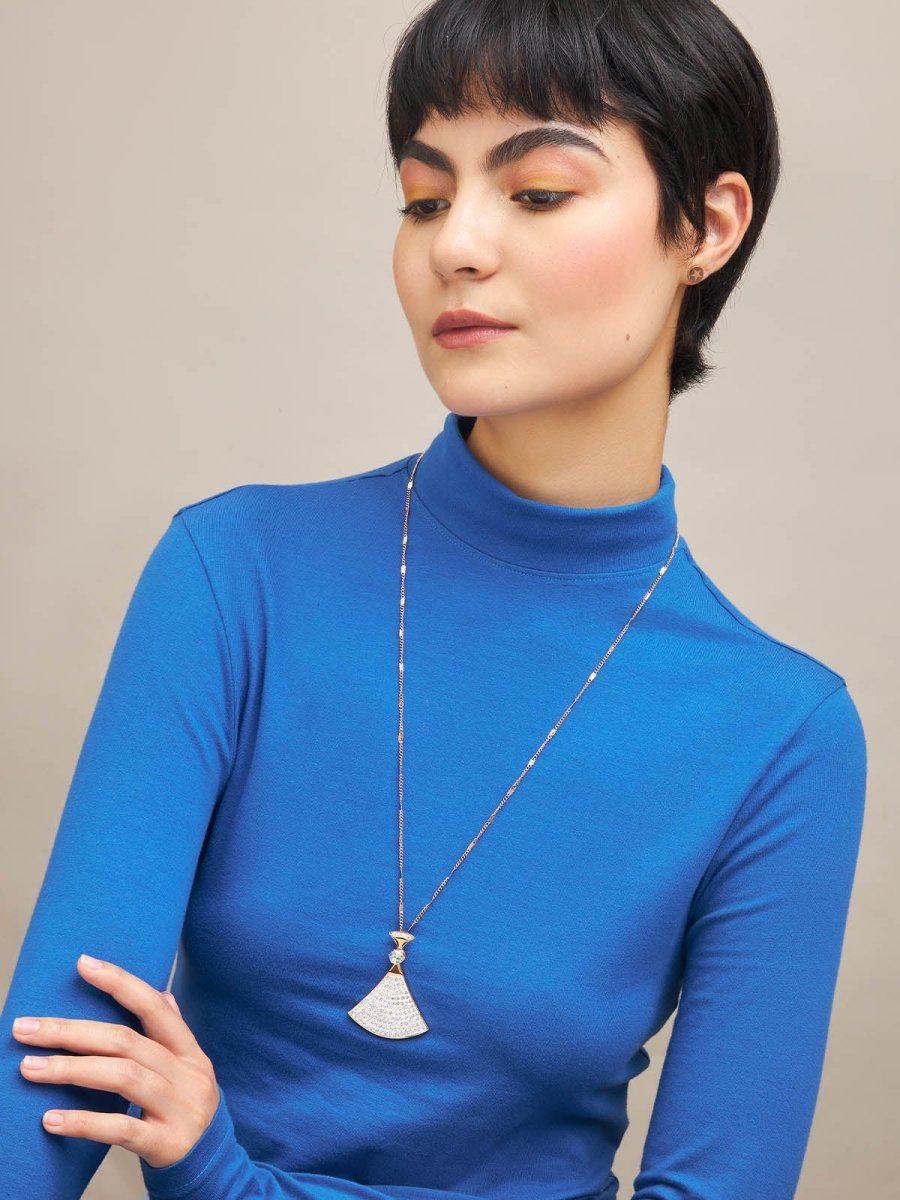 Beruzu - Rose Gold Plated Chain Pendant with Sparkling Diamond Girl Motif