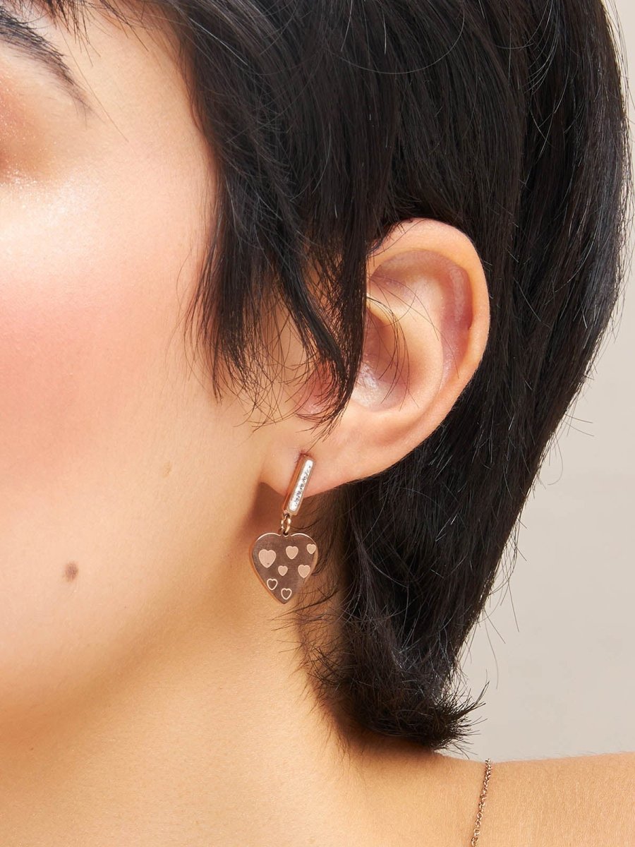 Beruzu - Gold Plated Earring Trio Combo Set: Heart, Diamond Stud, and Butterfly-Pearl Designs - Beruzu Fashion