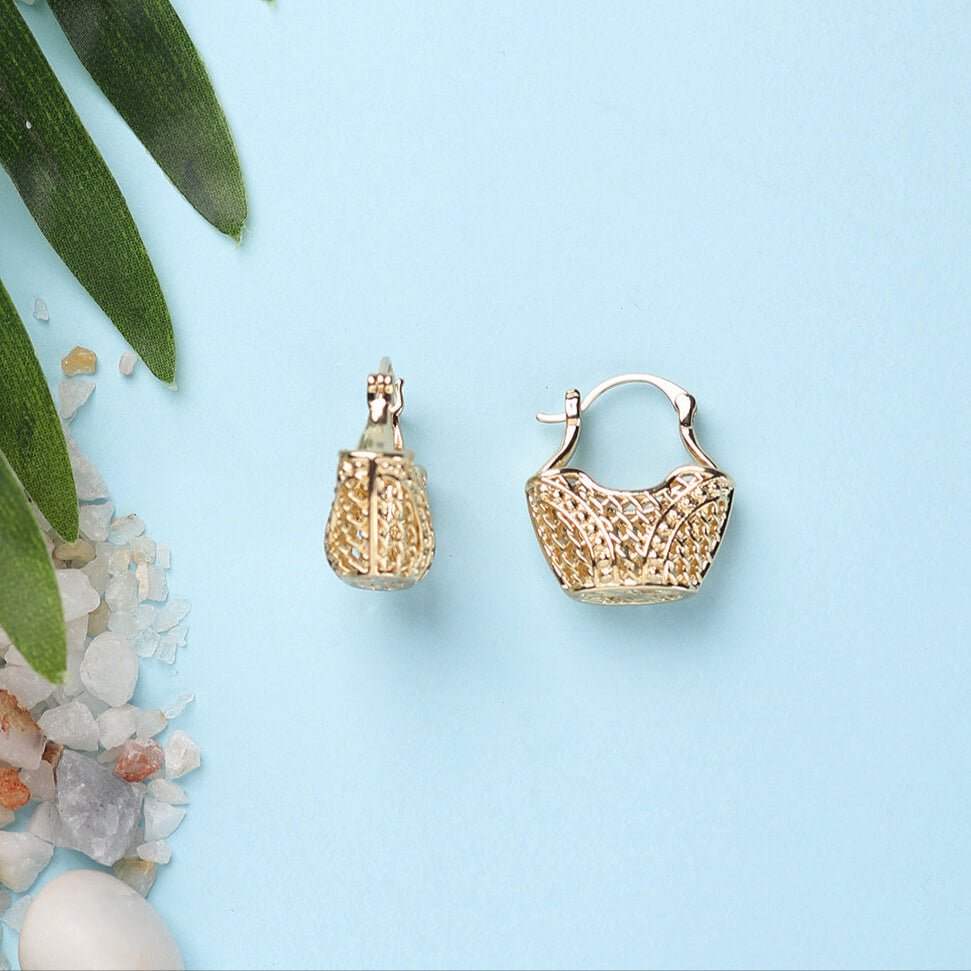 18k Gold Plated Basket Earrings - Beruzu