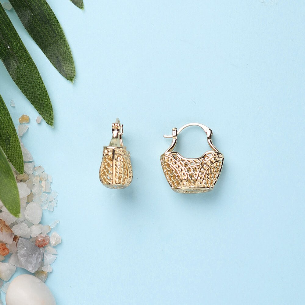 18k Gold Plated Basket Earrings - Beruzu