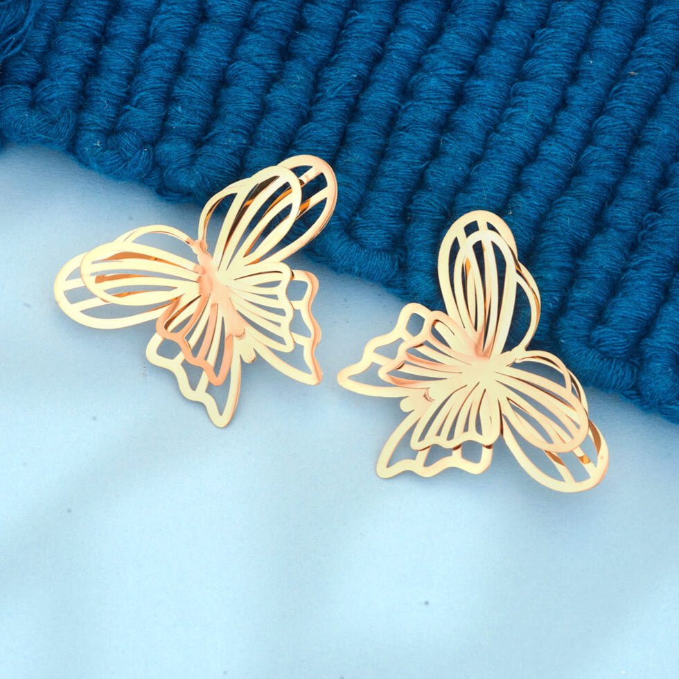 18k Gold Plated Butterfly Filigree Earrings - Beruzu