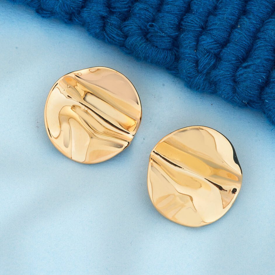 18k Gold Plated Disc Organic Earrings - Beruzu