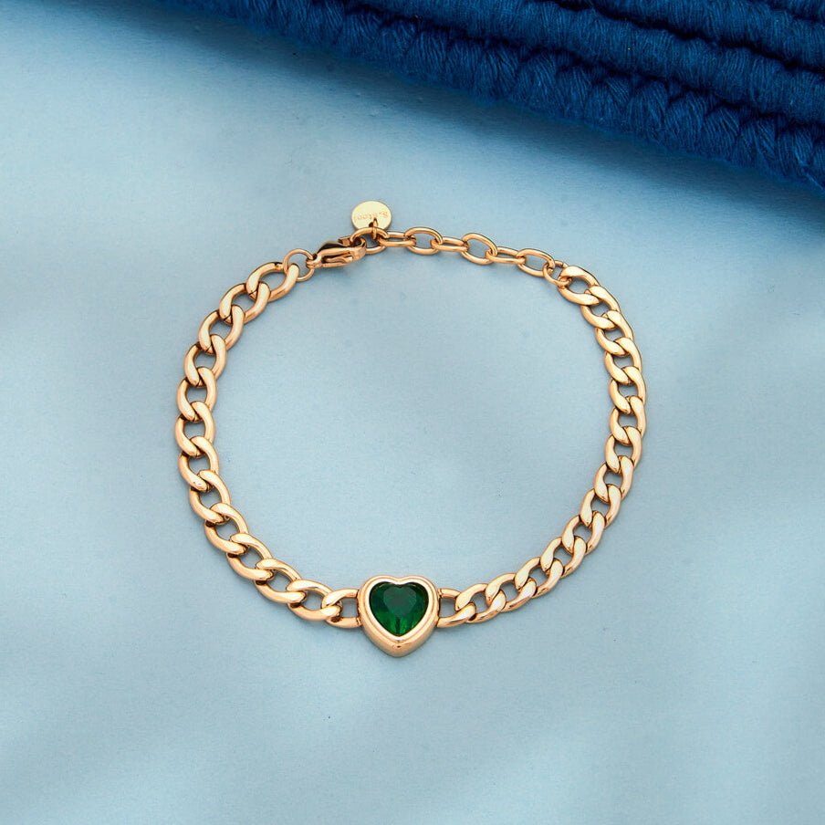 18k Gold Plated Gemstone Cuban Adjustable Bracelet - Beruzu