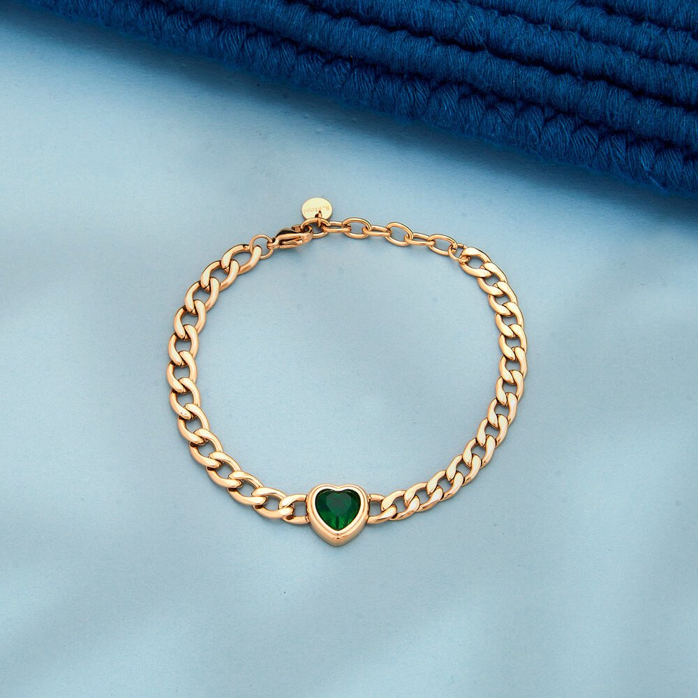 18k Gold Plated Gemstone Cuban Adjustable Bracelet - Beruzu