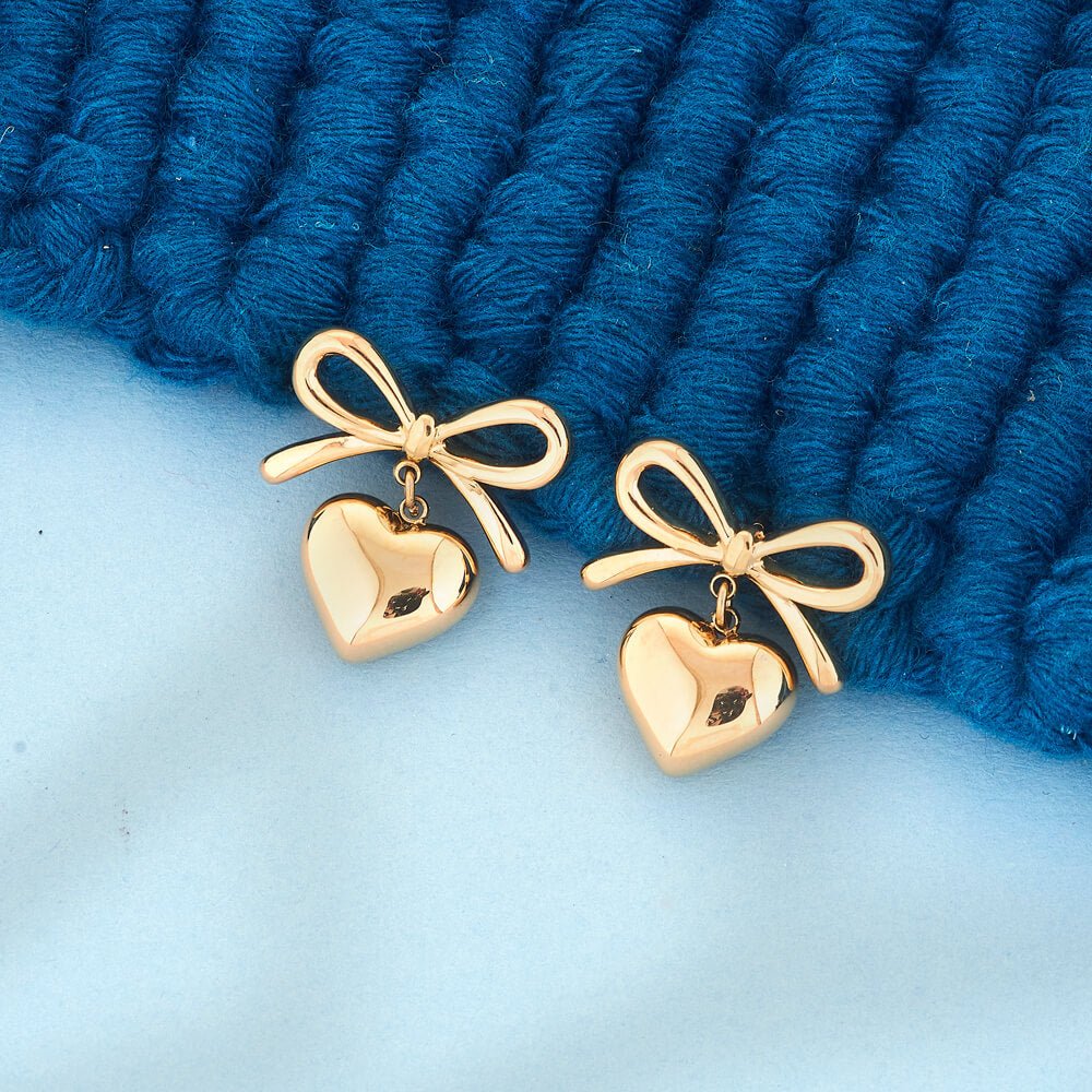 18k Gold Plated Romantic Bow Earrings - Beruzu