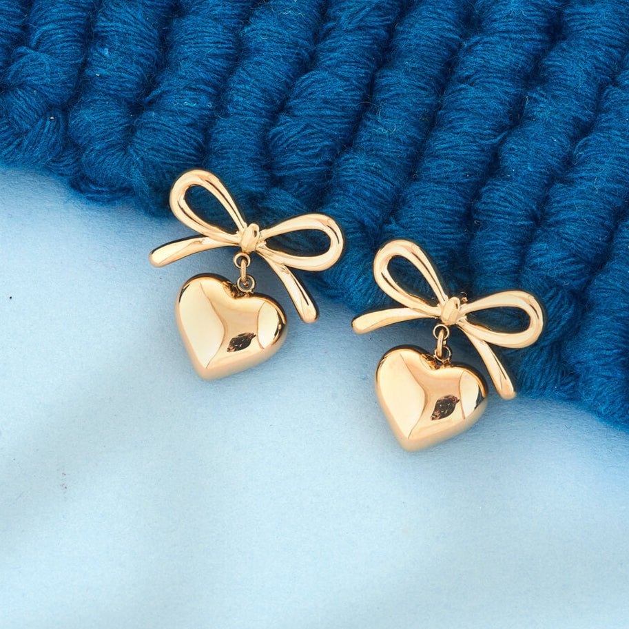 18k Gold Plated Romantic Bow Earrings - Beruzu