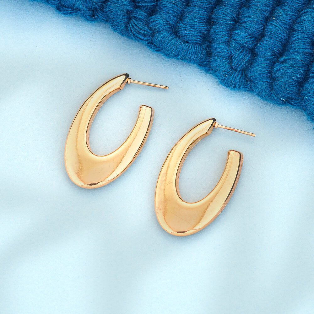 18k Gold Plated Sculptural Sleek Earrings - Beruzu