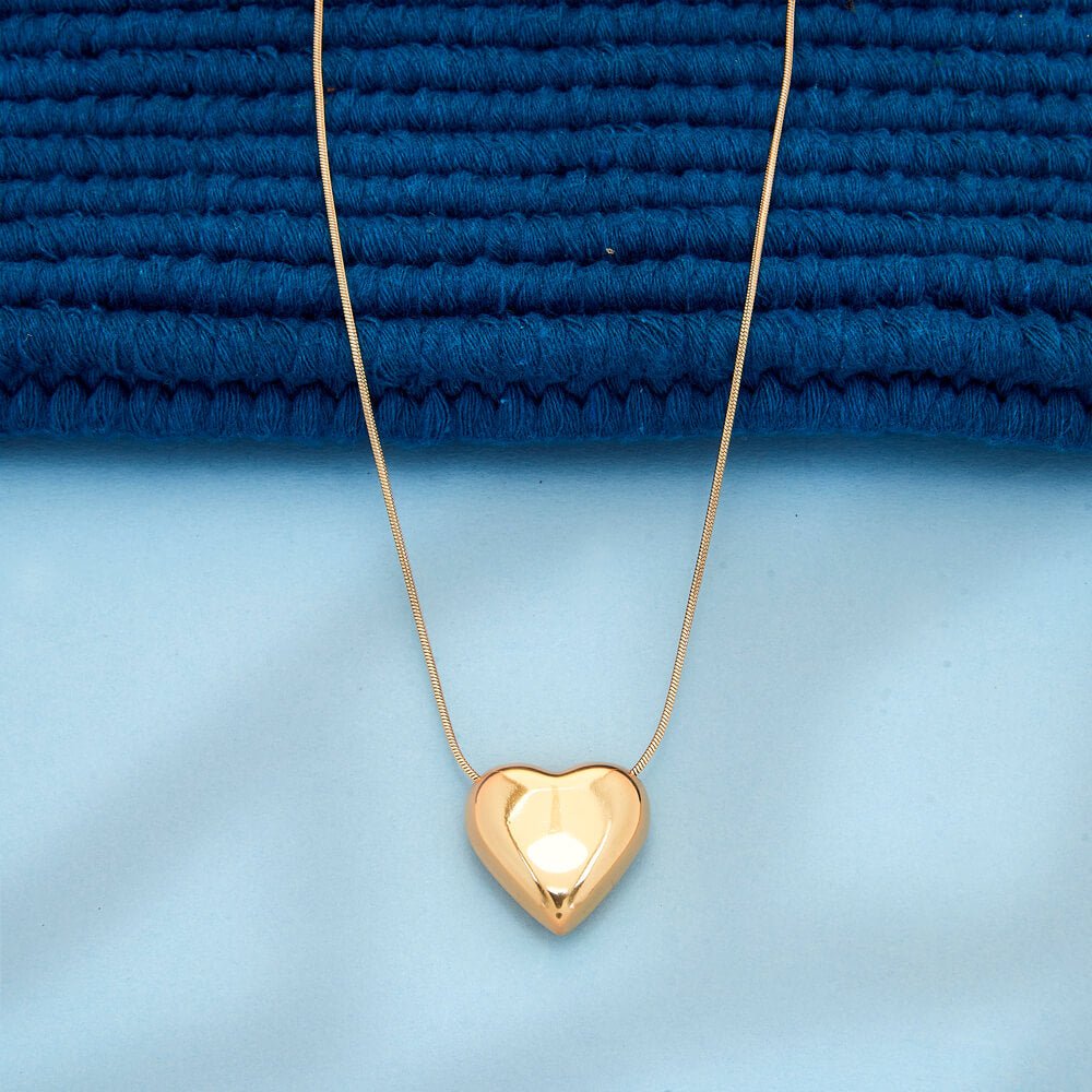 18k Gold Plated Sleek Heart Pendant Necklace - Beruzu