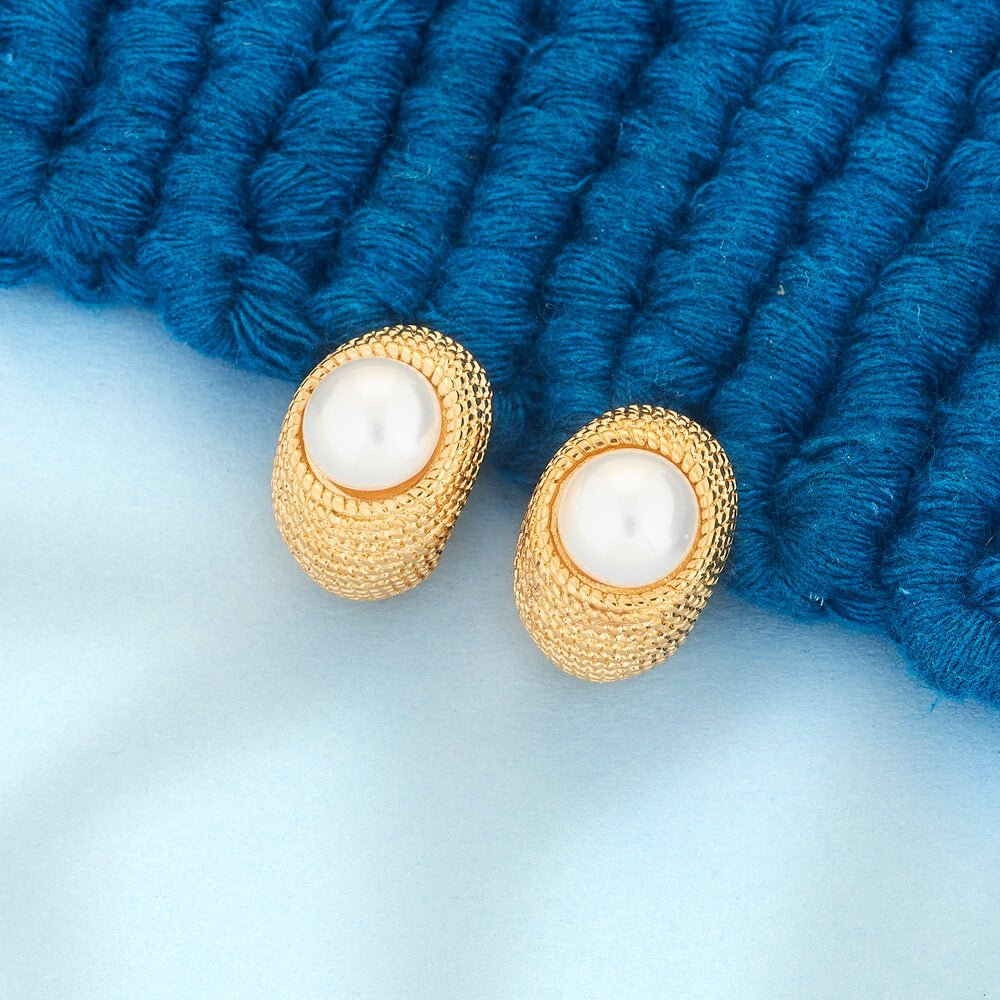 18k Gold Plated Vintage Pearl Earrings - Beruzu