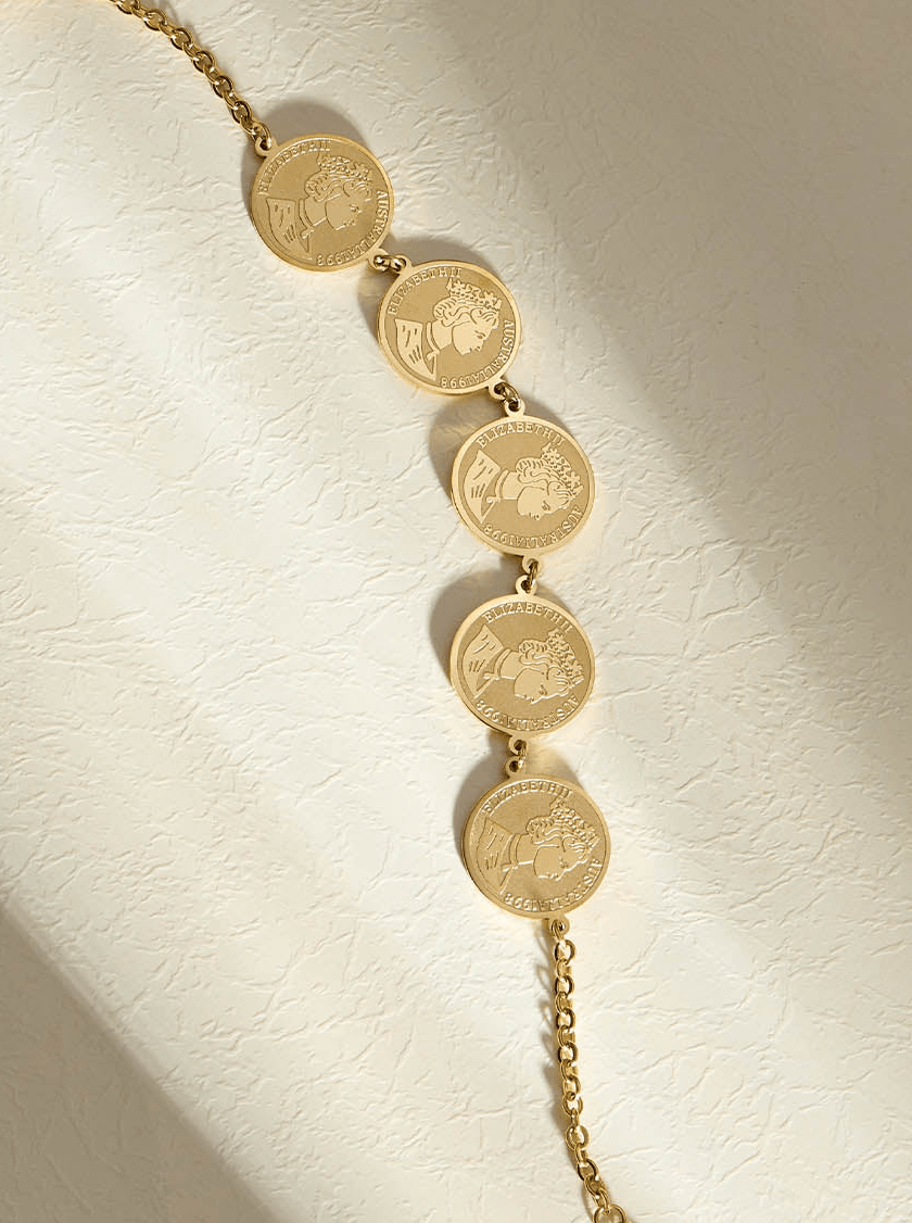 Beruzu - Gold Plated Bracelet with Coin-Inspired Circular Plates