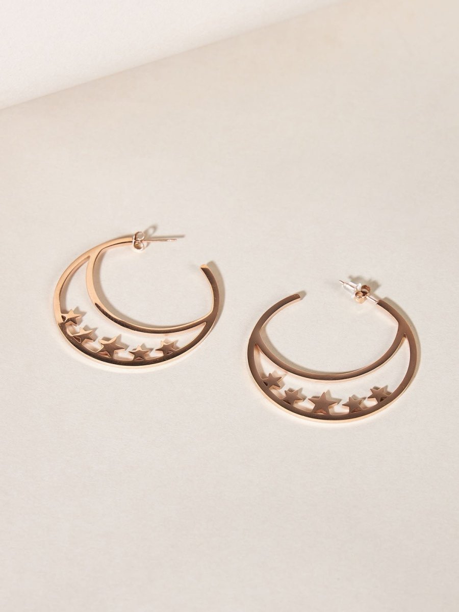 Beruzu - Chic Rose Gold Roman Numeral Statement Hoop Earrings