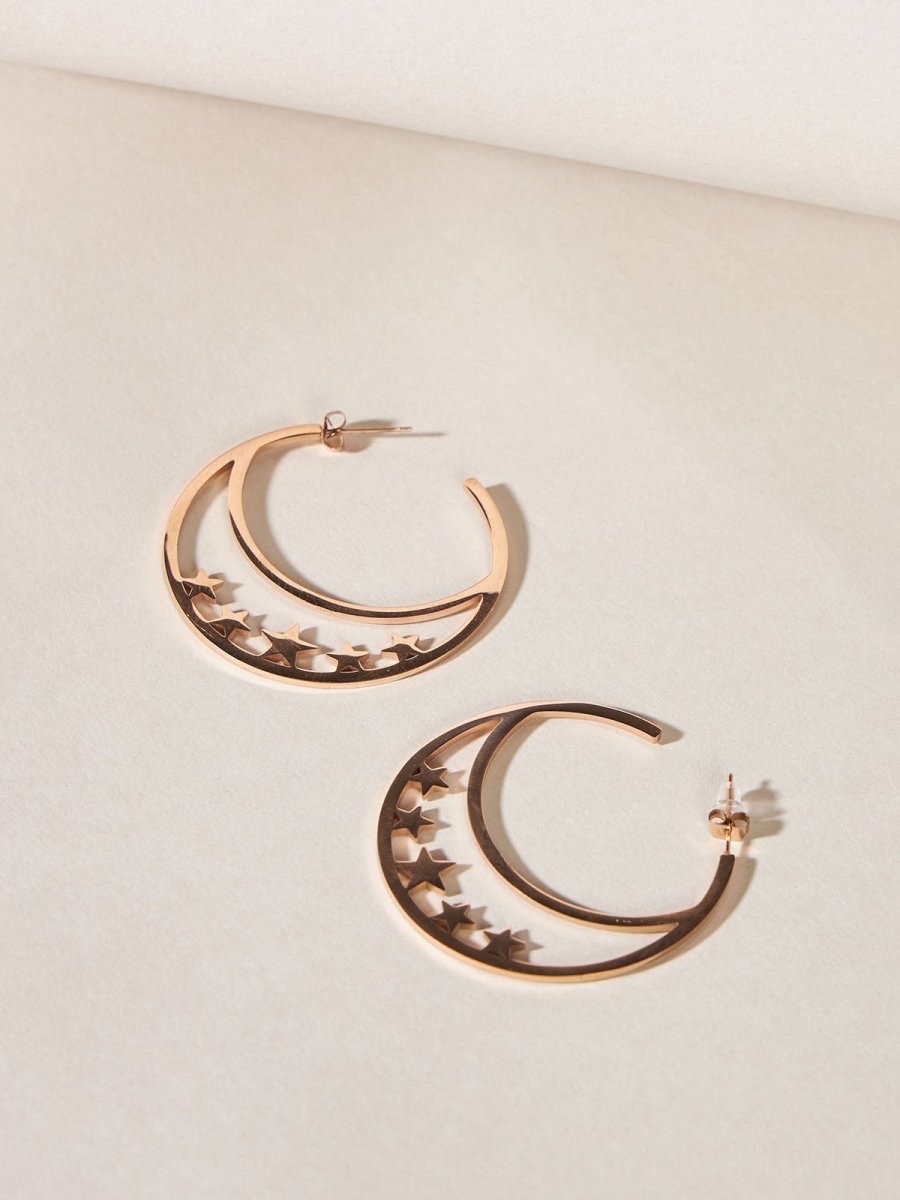 Beruzu - Chic Rose Gold Roman Numeral Statement Hoop Earrings