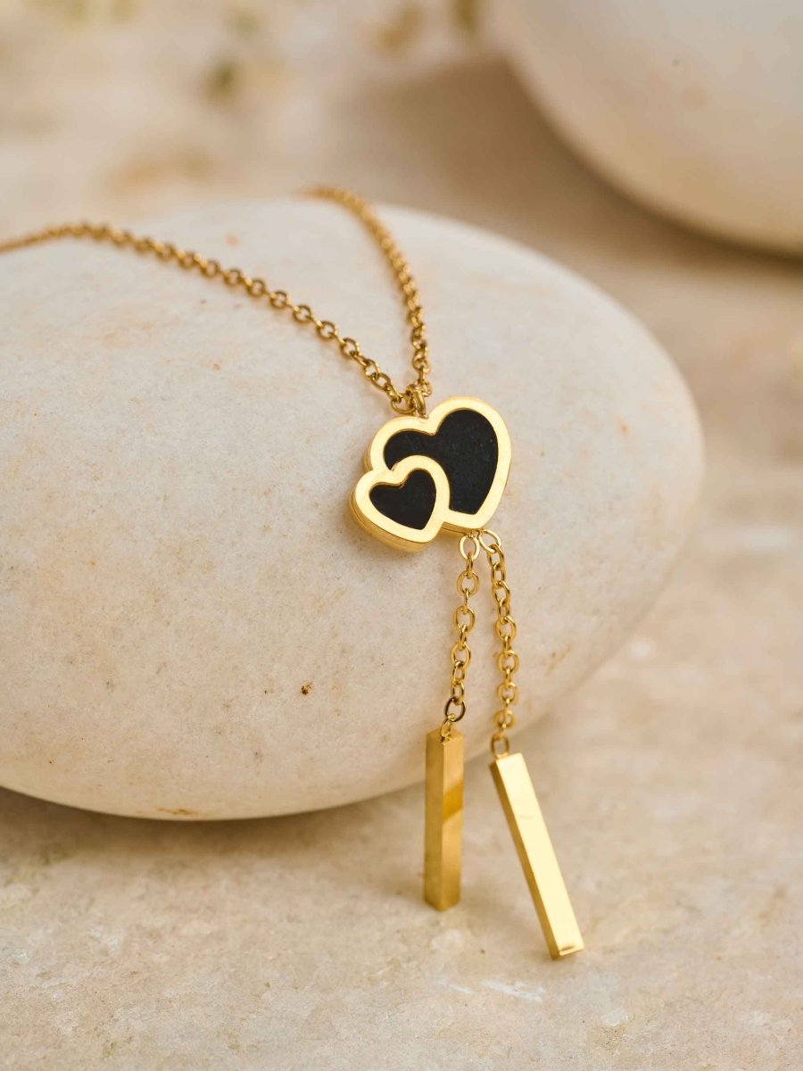 Beruzu Double Heart Gold Pendant Necklace