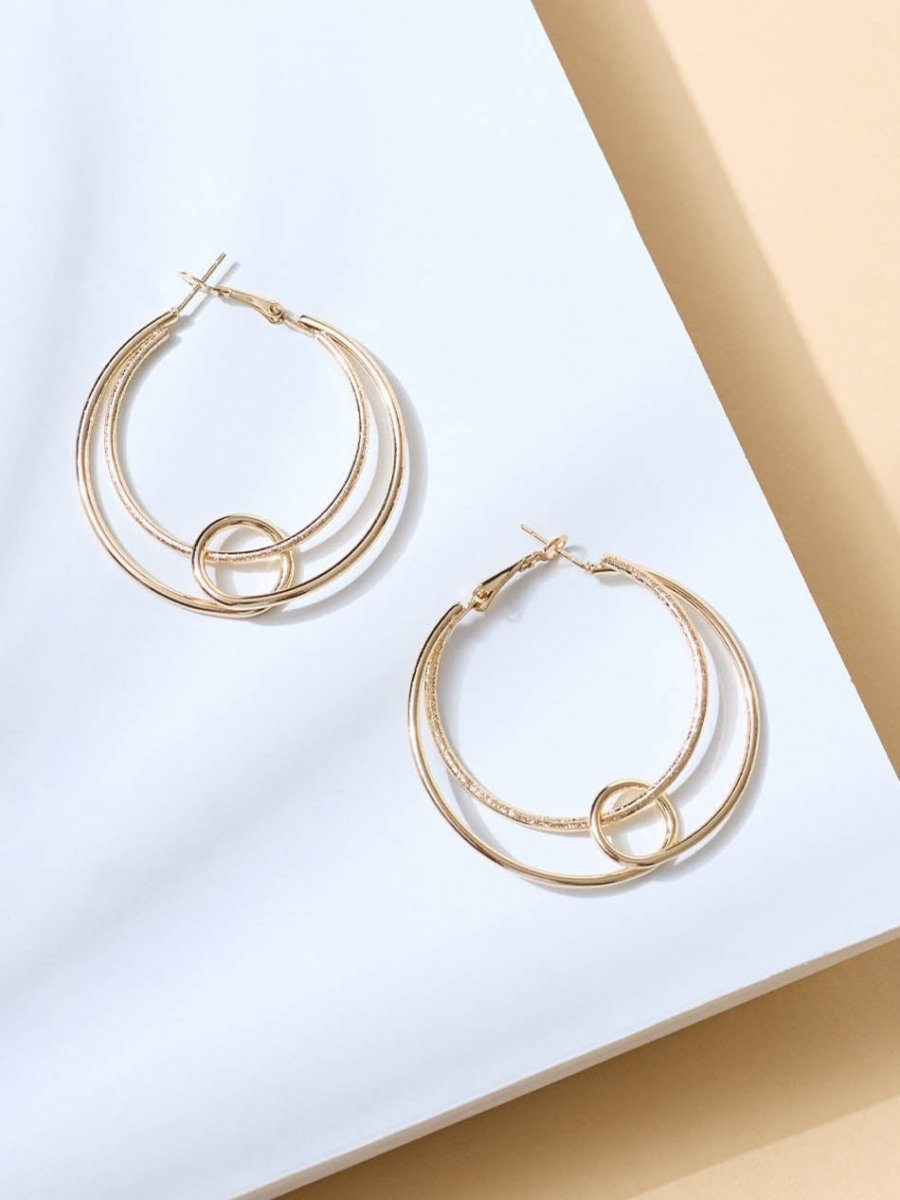 Beruzu - Dual Orbit Gold Hoop Earrings with Overlapping Design