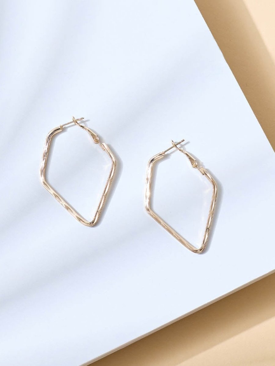 Beruzu - Geometric Glamour: Gold Pentagon Hoop Earrings