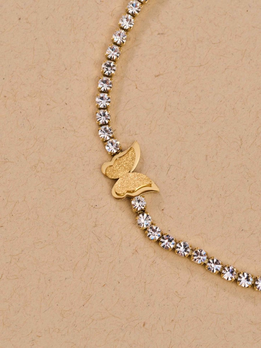 Beruzu Gold Butterfly Crystal Stones Bracelet - Beruzu