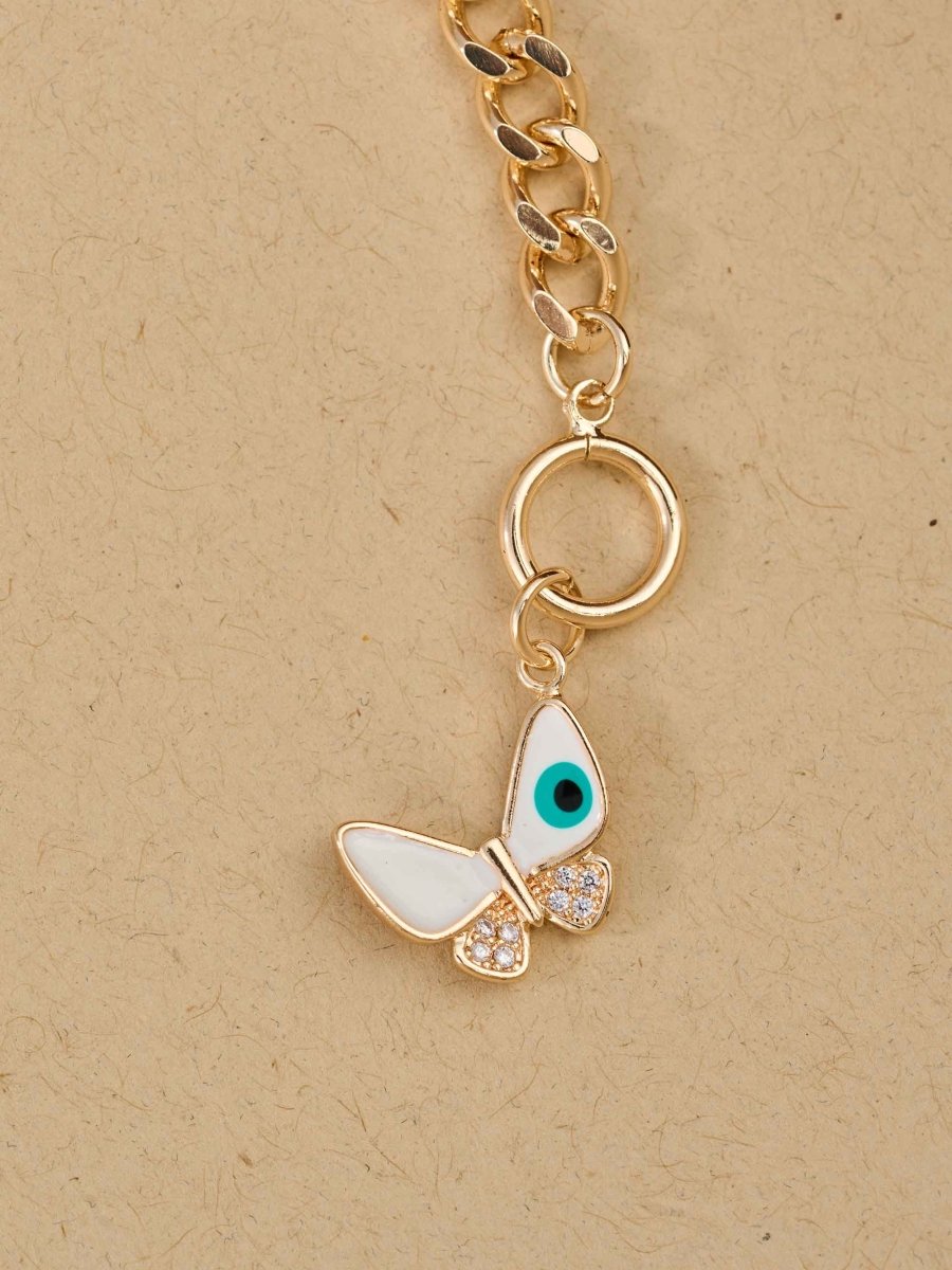 Beruzu Gold Chain with Butterfly Eye Charm Bracelet