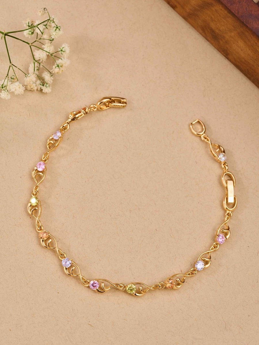 Beruzu Gold Infinity Bracelet Multicolor Gemstones