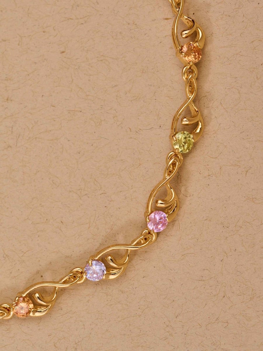 Beruzu Gold Infinity Bracelet Multicolor Gemstones