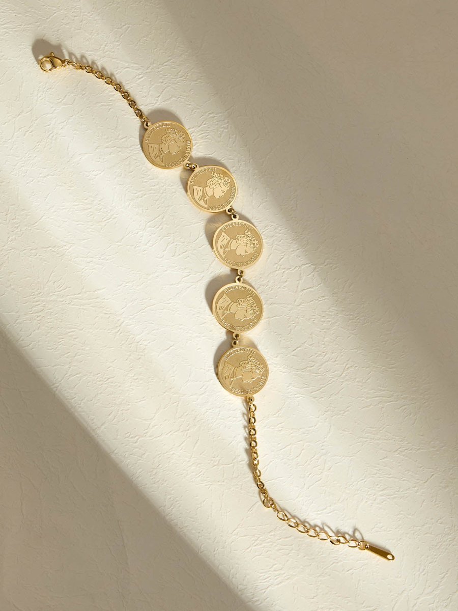 Beruzu - Gold Plated Bracelet with Coin-Inspired Circular Plates