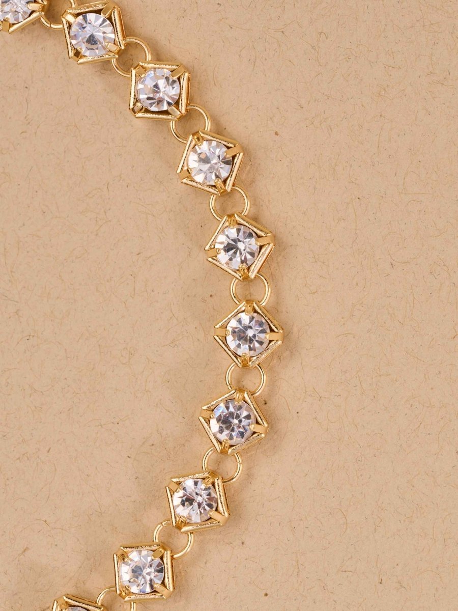 Beruzu Gold-Plated Diamond Link Crystal Bracelet