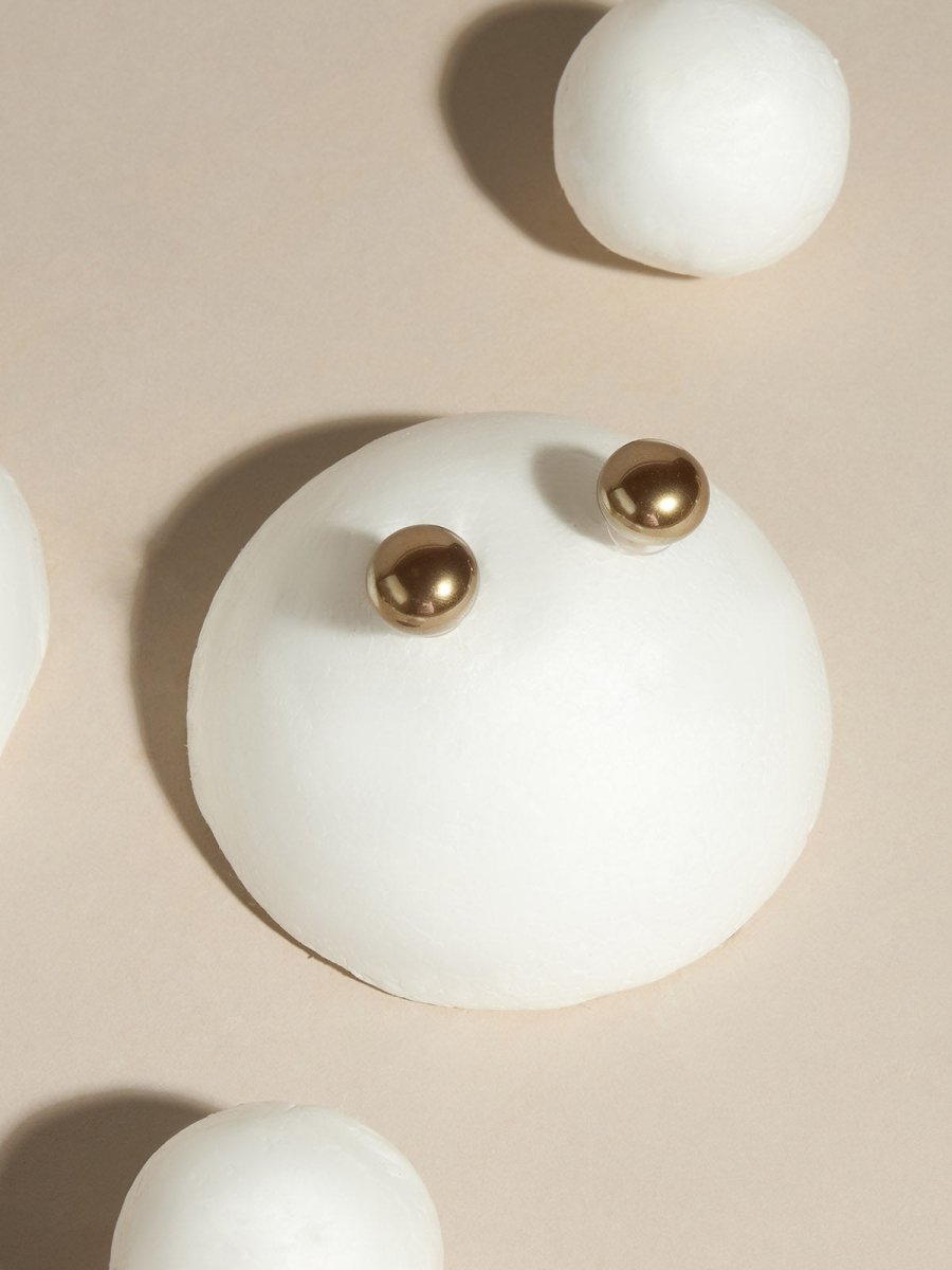 Beruzu - Gold Plated Half-Globe Stud Earrings