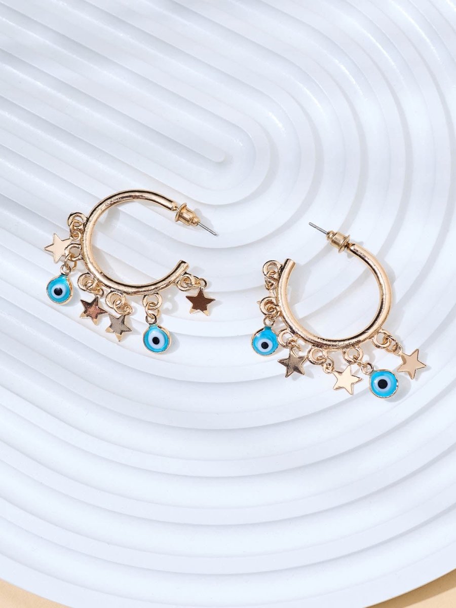 Beruzu - Gold Plated Hoop Earrings with Charm Embellishments