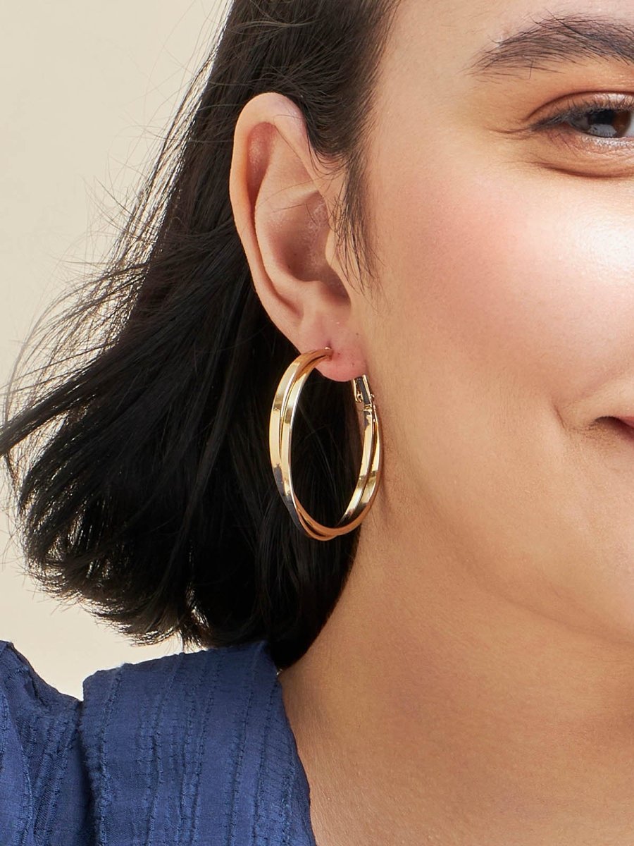 Beruzu - Interwoven Circular Gold Hoop Earrings