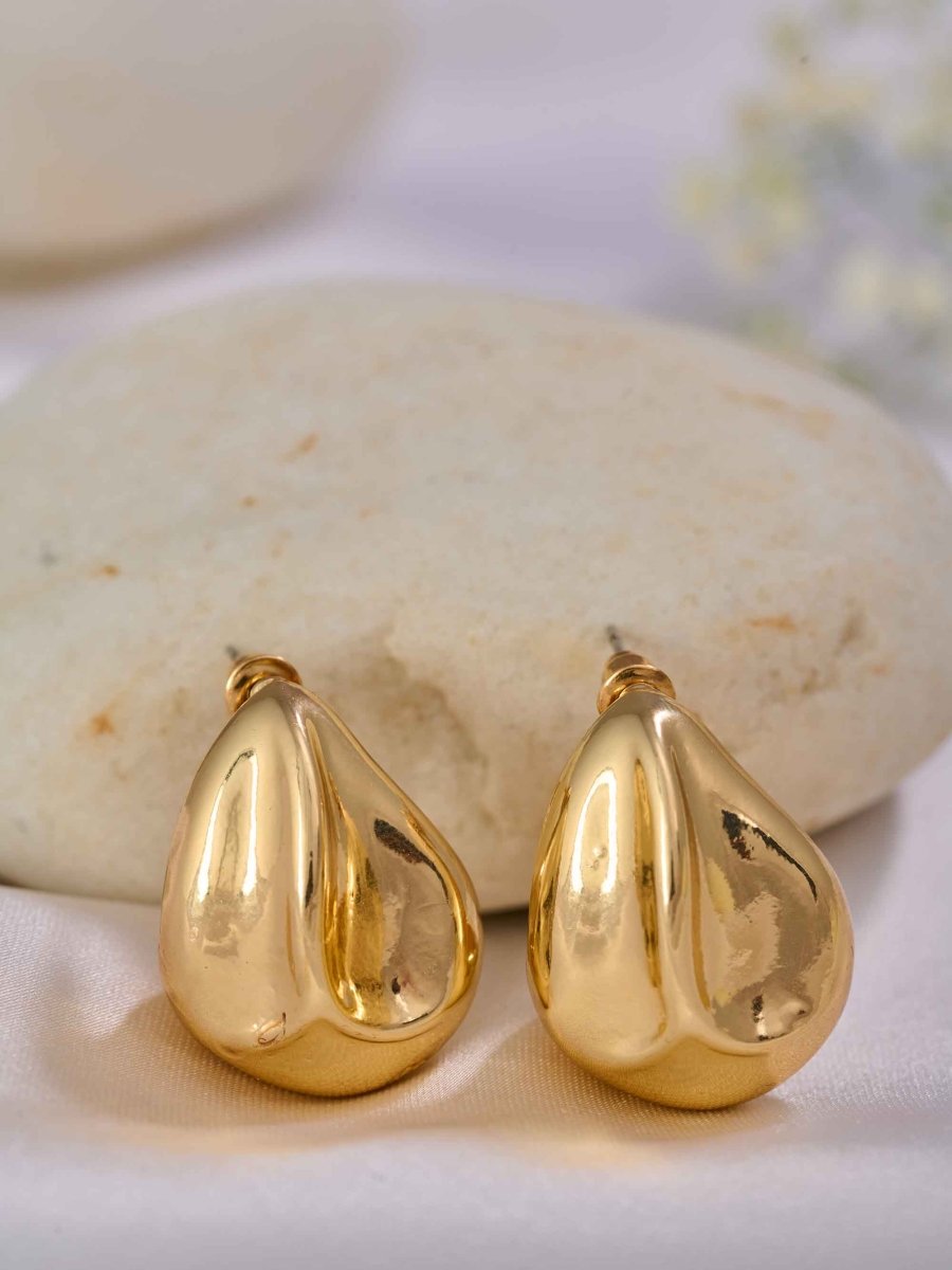 Beruzu Polished Gold Teardrop Earrings - Beruzu