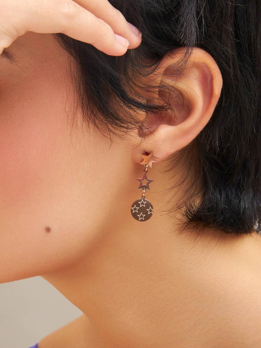 Beruzu - Rose Gold Earring Trio Set: Engraved and Embellished Designs - Beruzu Fashion