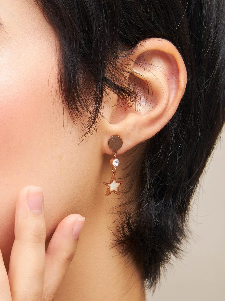 Beruzu - Rose Gold Earring Trio Set: Engraved and Embellished Designs - Beruzu Fashion