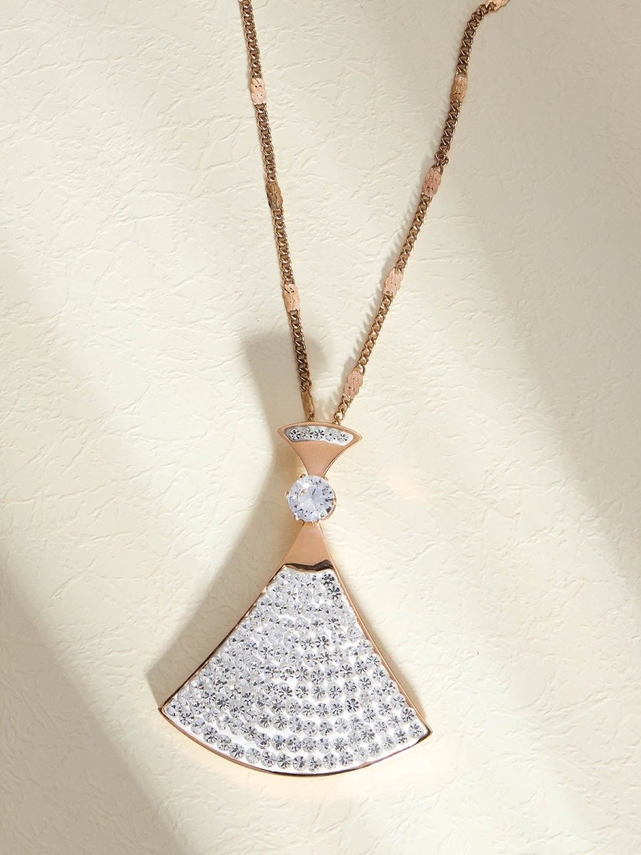 Beruzu - Rose Gold Plated Chain Pendant with Sparkling Diamond Girl Motif