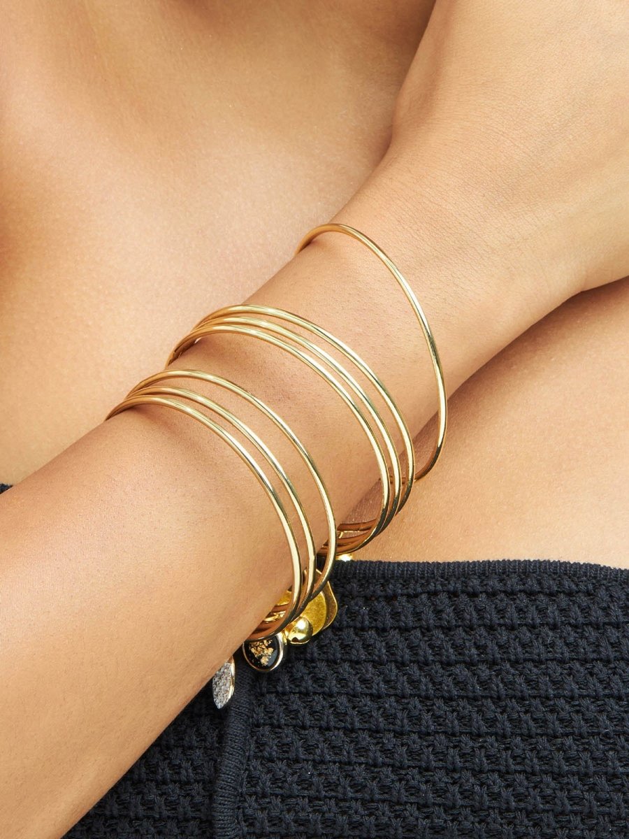 Beruzu - Sentimental Gold-Plated Bangle Set with Engraved Charms - Timeless & Personal - Beruzu Fashion