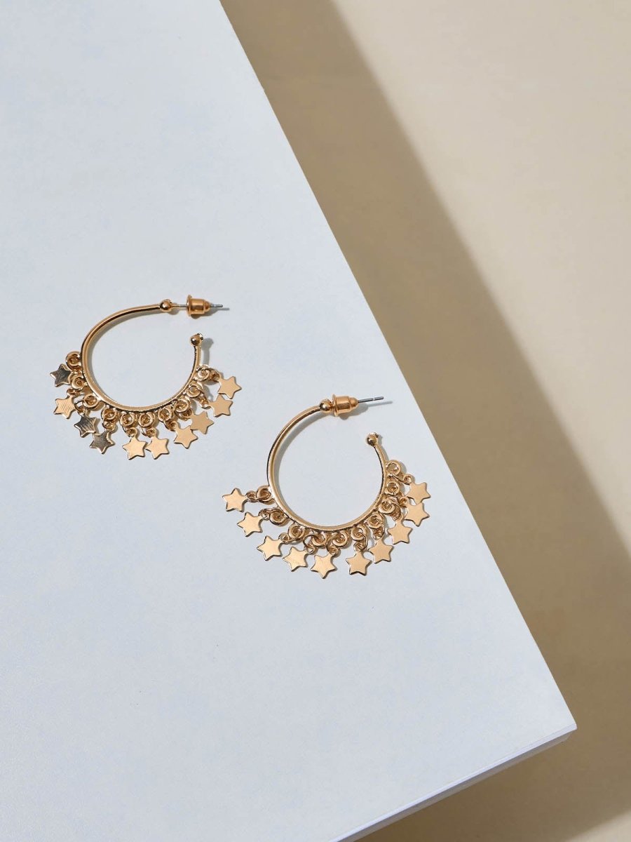 Beruzu - Stellar Charm Hoop Earrings in Silver and Gold