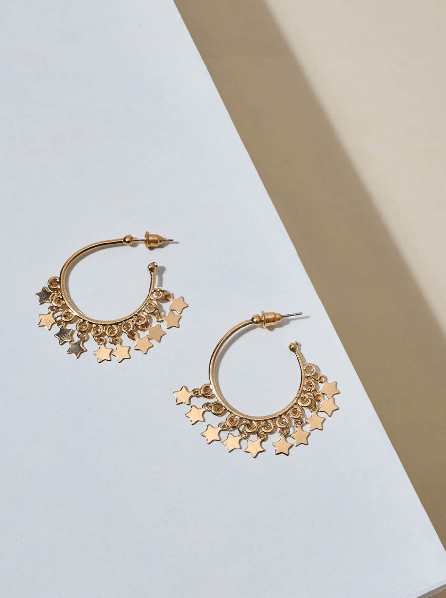 Beruzu - Stellar Charm Hoop Earrings in Silver and Gold