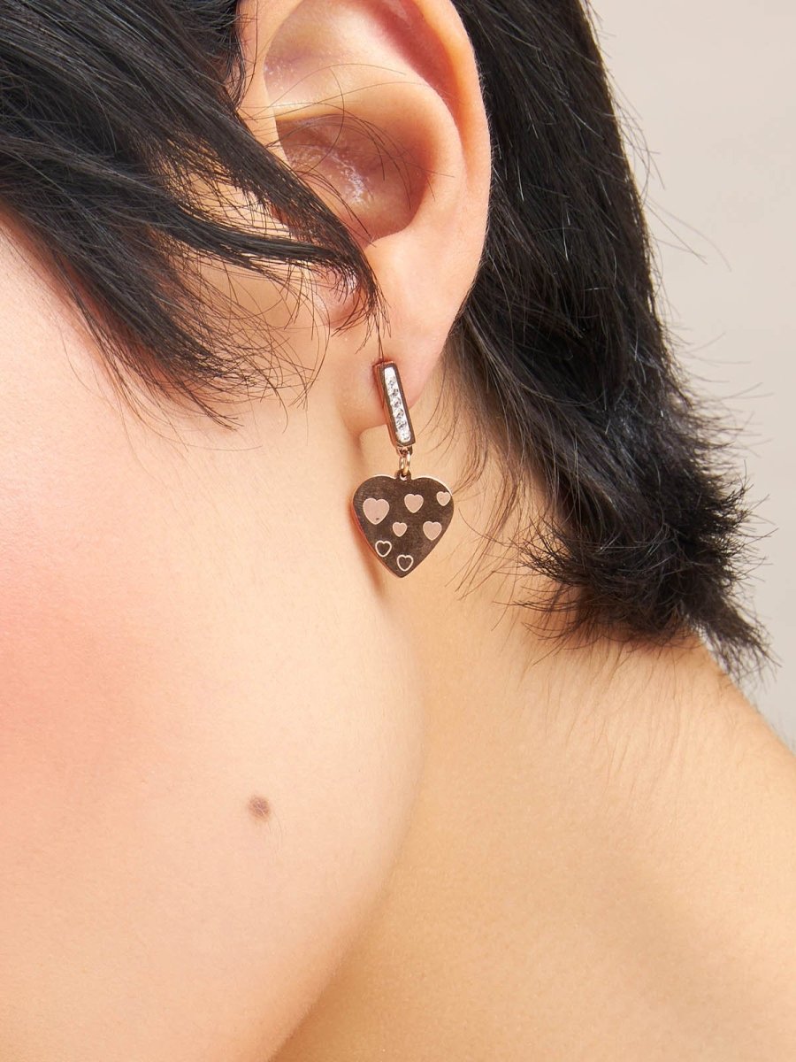 Beruzu - Gold Plated Earring Trio Combo Set: Heart, Diamond Stud, and Butterfly-Pearl Designs - Beruzu Fashion